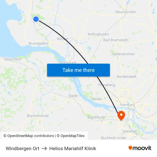 Windbergen Ort to Helios Mariahilf Klinik map