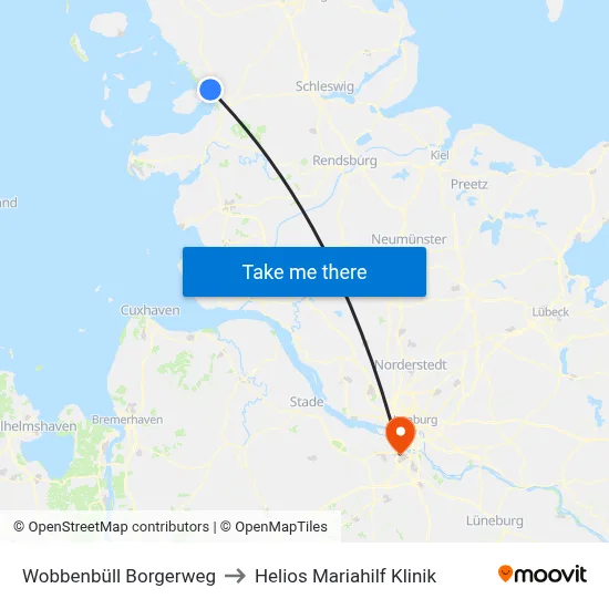 Wobbenbüll Borgerweg to Helios Mariahilf Klinik map