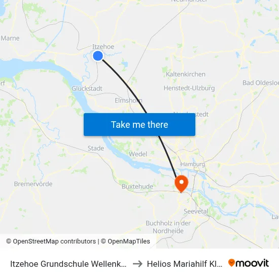 Itzehoe Grundschule Wellenkamp to Helios Mariahilf Klinik map