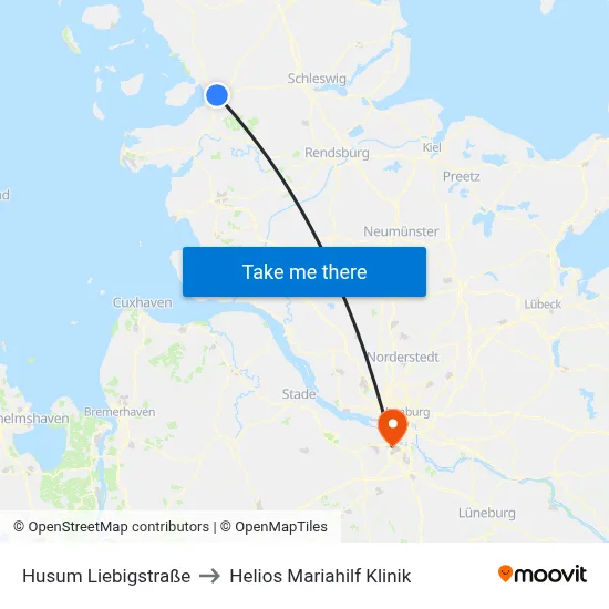 Husum Liebigstraße to Helios Mariahilf Klinik map