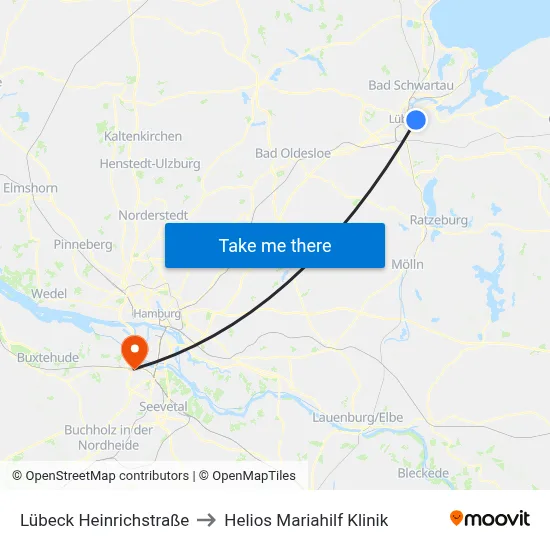 Lübeck Heinrichstraße to Helios Mariahilf Klinik map
