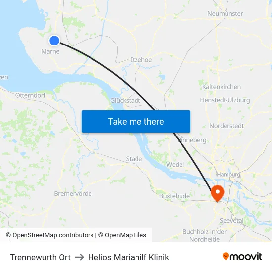 Trennewurth Ort to Helios Mariahilf Klinik map