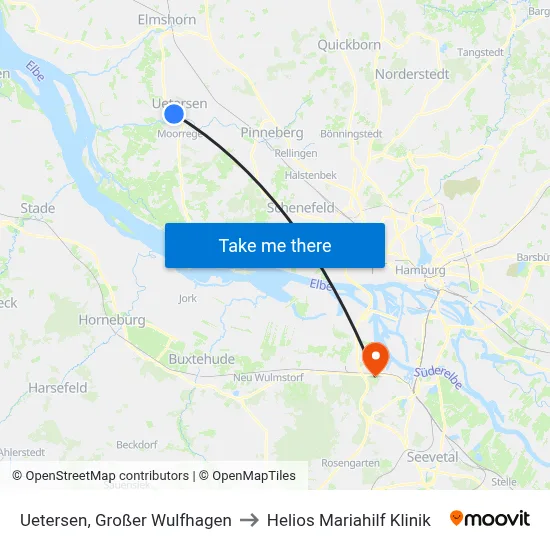 Uetersen, Großer Wulfhagen to Helios Mariahilf Klinik map