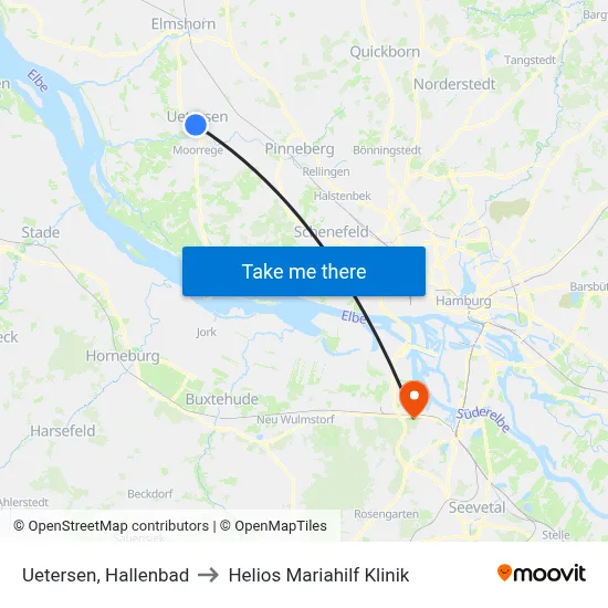 Uetersen, Hallenbad to Helios Mariahilf Klinik map