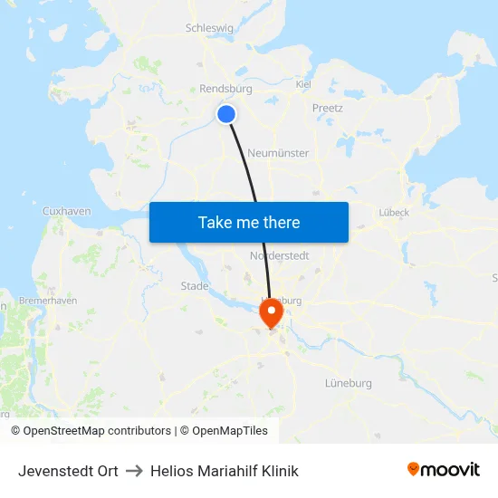 Jevenstedt Ort to Helios Mariahilf Klinik map