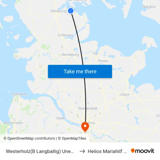 Westerholz(B Langballig) Unewattholz to Helios Mariahilf Klinik map