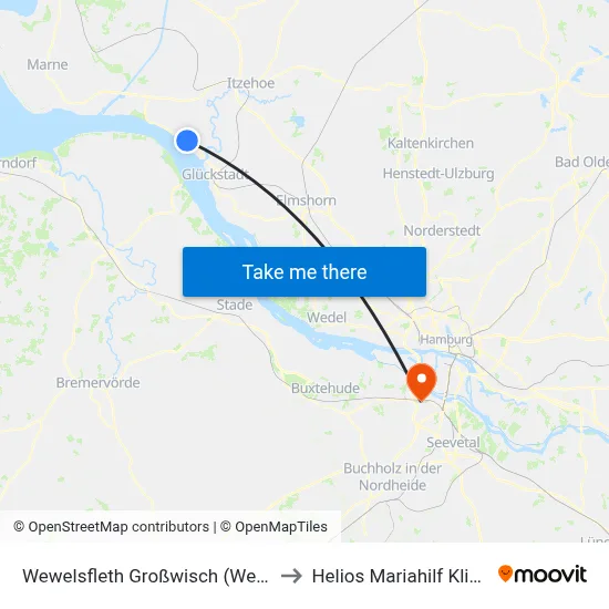 Wewelsfleth Großwisch (West) to Helios Mariahilf Klinik map