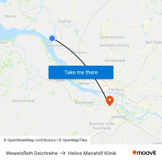 Wewelsfleth Deichreihe to Helios Mariahilf Klinik map
