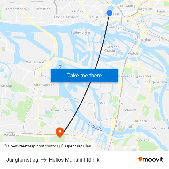 Jungfernstieg to Helios Mariahilf Klinik map