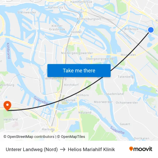 Unterer Landweg (Nord) to Helios Mariahilf Klinik map