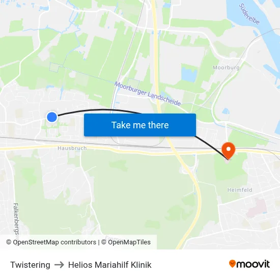 Twistering to Helios Mariahilf Klinik map