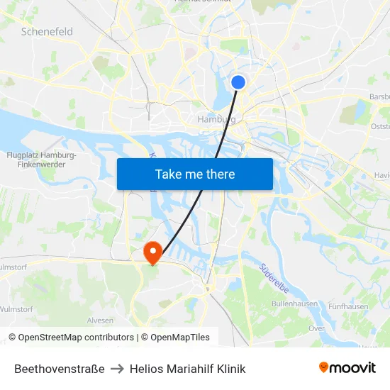 Beethovenstraße to Helios Mariahilf Klinik map