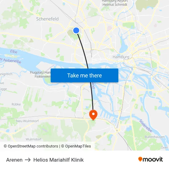 Arenen to Helios Mariahilf Klinik map