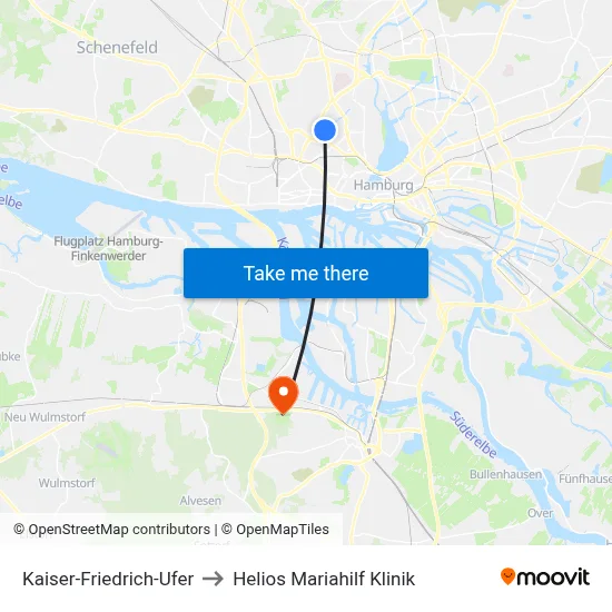 Kaiser-Friedrich-Ufer to Helios Mariahilf Klinik map