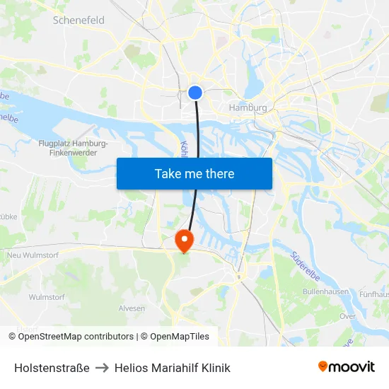Holstenstraße to Helios Mariahilf Klinik map