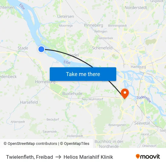 Twielenfleth, Freibad to Helios Mariahilf Klinik map