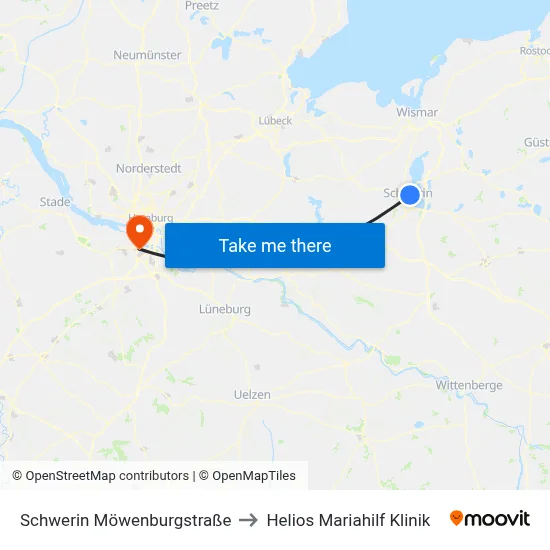 Schwerin Möwenburgstraße to Helios Mariahilf Klinik map
