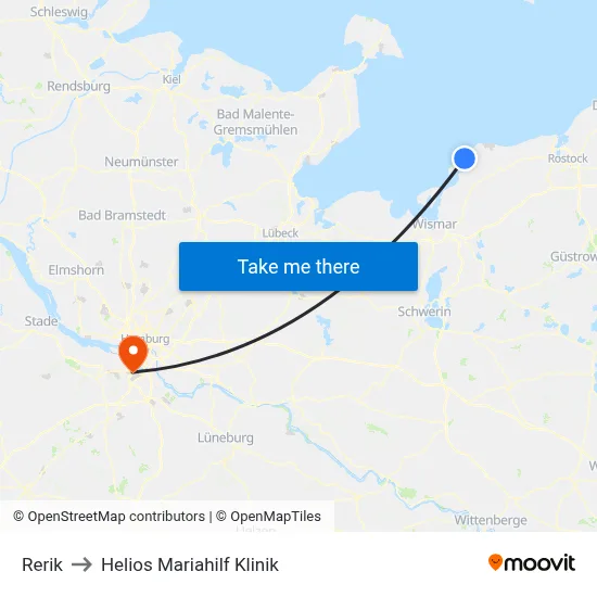 Rerik to Helios Mariahilf Klinik map