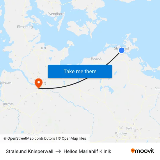 Stralsund Knieperwall to Helios Mariahilf Klinik map