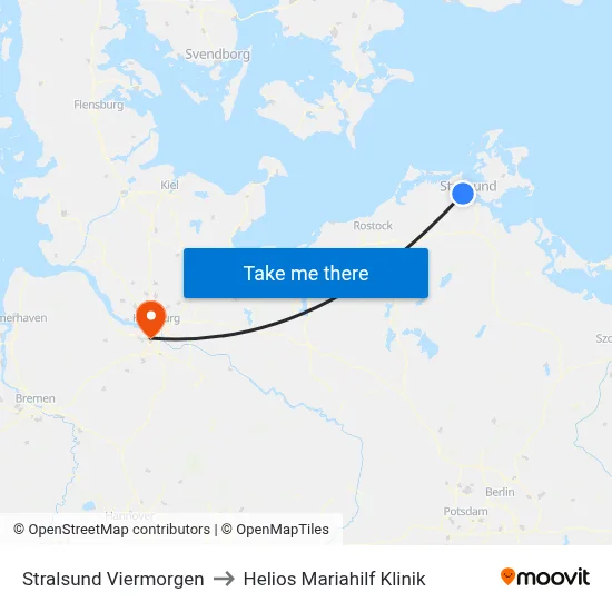 Stralsund Viermorgen to Helios Mariahilf Klinik map