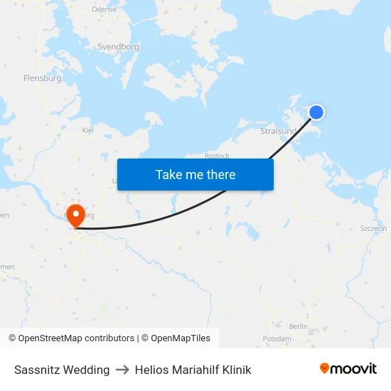 Sassnitz Wedding to Helios Mariahilf Klinik map