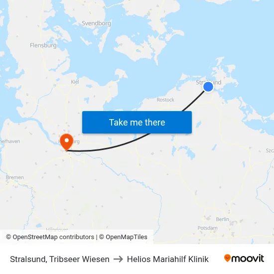 Stralsund, Tribseer Wiesen to Helios Mariahilf Klinik map