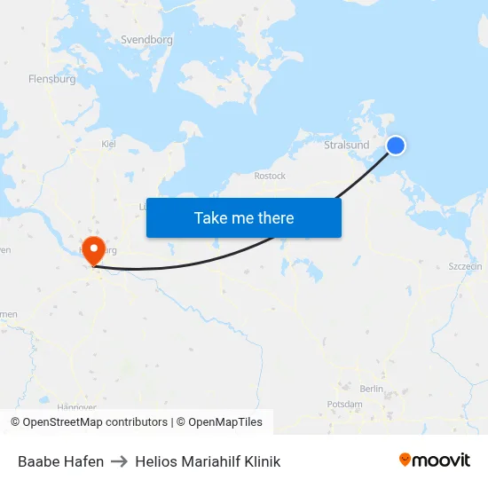 Baabe Hafen to Helios Mariahilf Klinik map