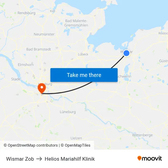Wismar Zob to Helios Mariahilf Klinik map