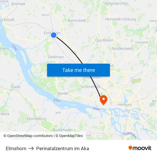 Elmshorn to Perinatalzentrum im Aka map