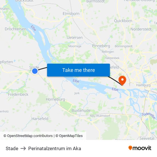 Stade to Perinatalzentrum im Aka map