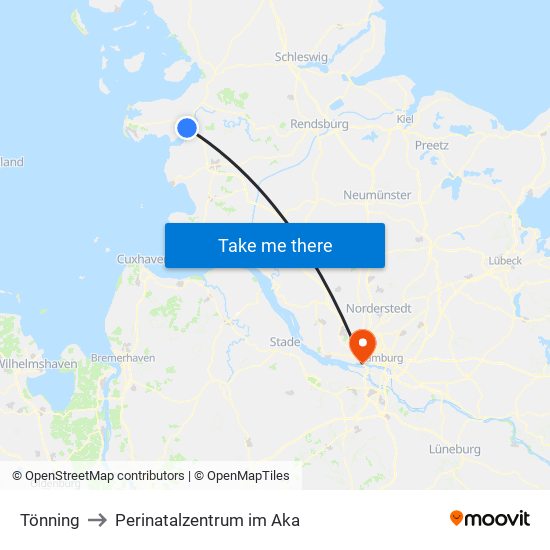 Tönning to Perinatalzentrum im Aka map
