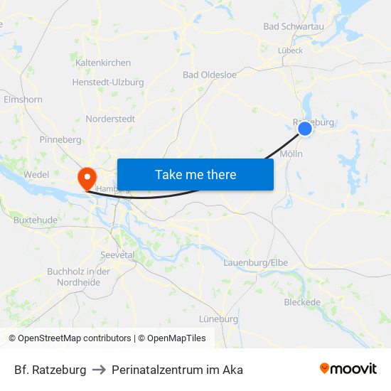 Bf. Ratzeburg to Perinatalzentrum im Aka map