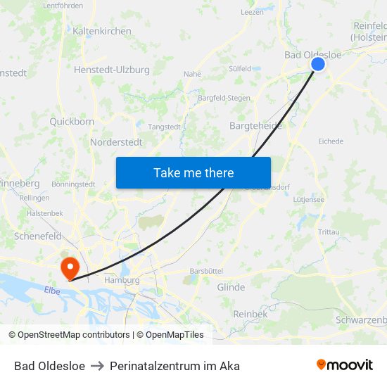 Bad Oldesloe to Perinatalzentrum im Aka map