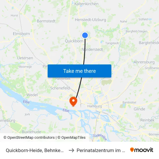 Quickborn-Heide, Behnkeweg to Perinatalzentrum im Aka map