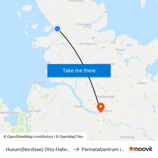 Husum(Nordsee) Otto-Hahn-Straße to Perinatalzentrum im Aka map