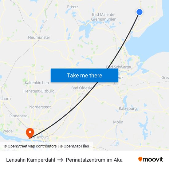 Lensahn Kamperdahl to Perinatalzentrum im Aka map