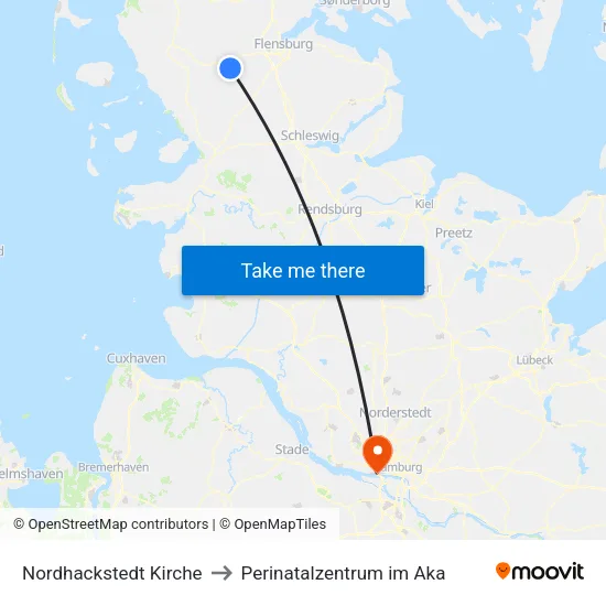 Nordhackstedt Kirche to Perinatalzentrum im Aka map