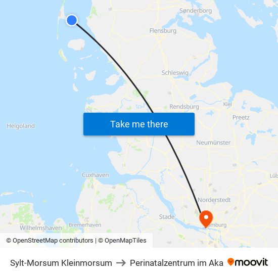 Sylt-Morsum Kleinmorsum to Perinatalzentrum im Aka map