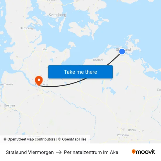 Stralsund Viermorgen to Perinatalzentrum im Aka map