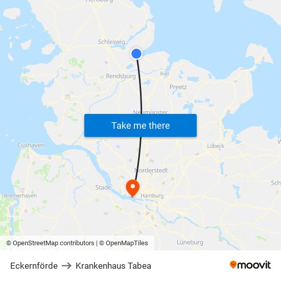 Eckernförde to Krankenhaus Tabea map