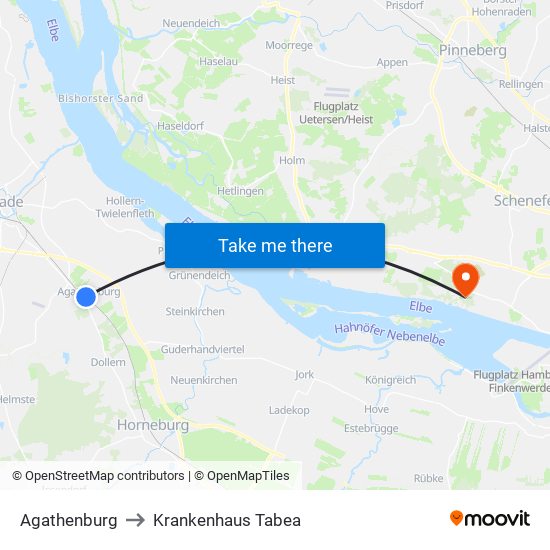 Agathenburg to Krankenhaus Tabea map