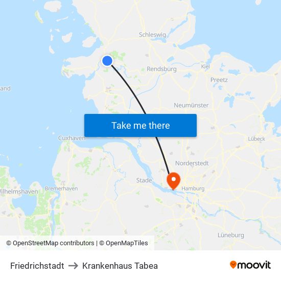 Friedrichstadt to Krankenhaus Tabea map