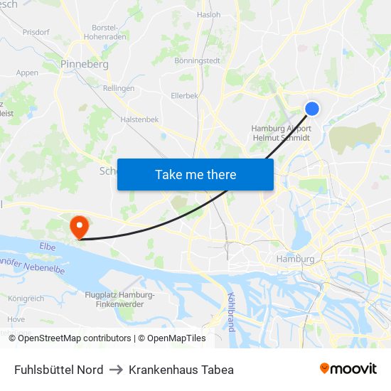 Fuhlsbüttel Nord to Krankenhaus Tabea map