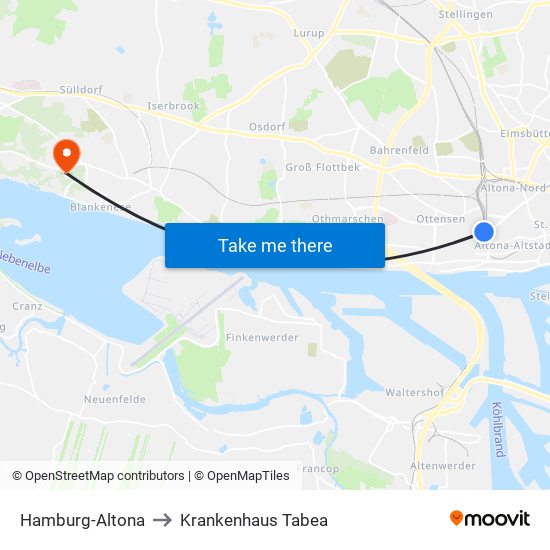 Hamburg-Altona to Krankenhaus Tabea map