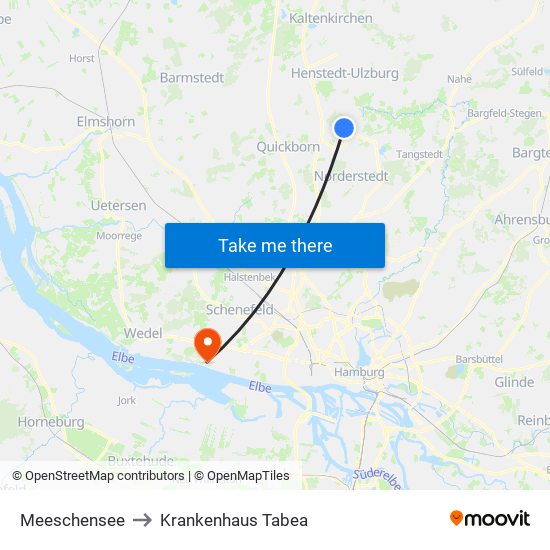 Meeschensee to Krankenhaus Tabea map