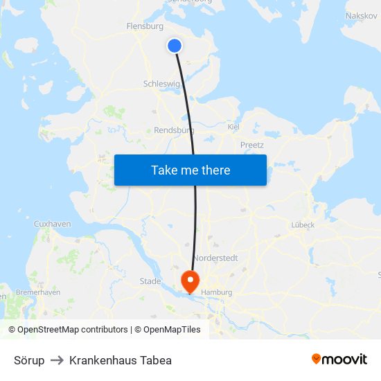 Sörup to Krankenhaus Tabea map