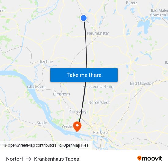 Nortorf to Krankenhaus Tabea map