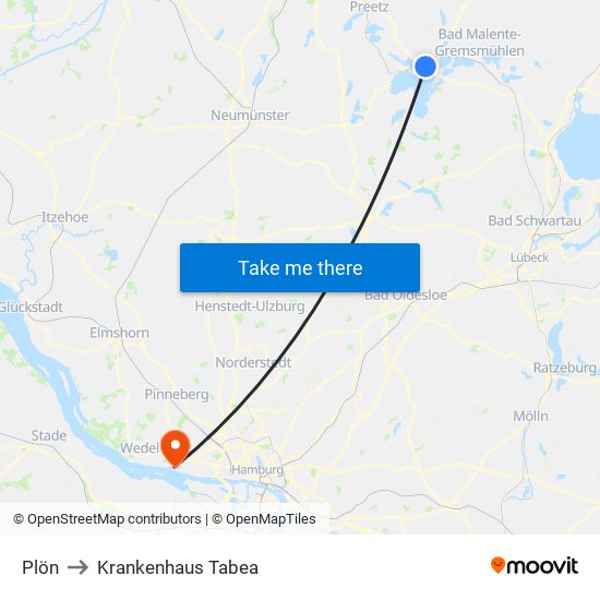 Plön to Krankenhaus Tabea map