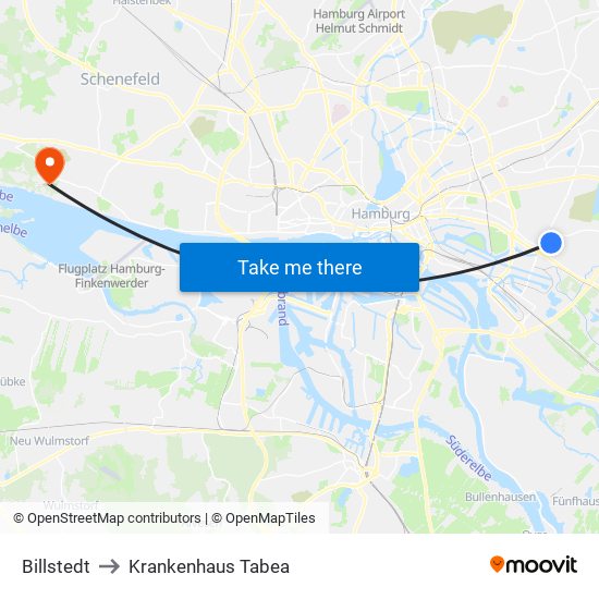 Billstedt to Krankenhaus Tabea map