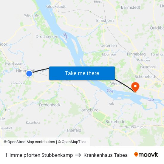Himmelpforten Stubbenkamp to Krankenhaus Tabea map